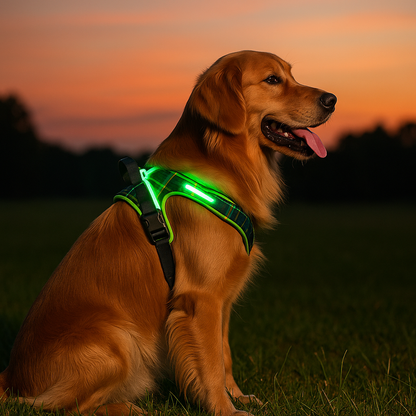 harnais chien anti traction lumineux