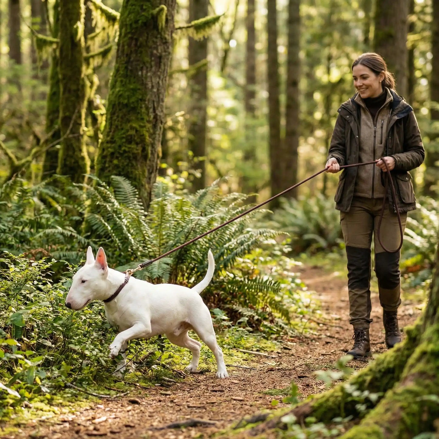 longe chien ballade forêt liberté contrôlée