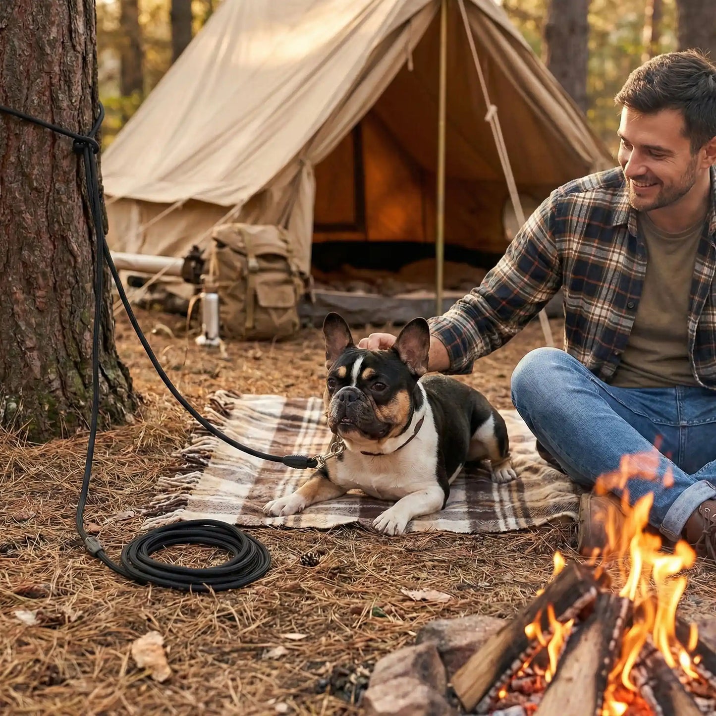 longe chien pour camping