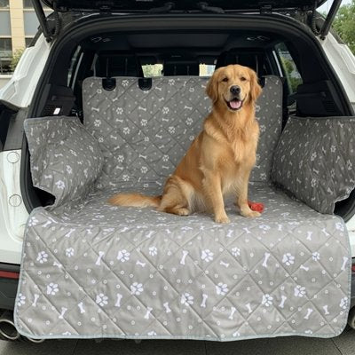 Protection chien voiture Motif à empreintes de pattes Design gris