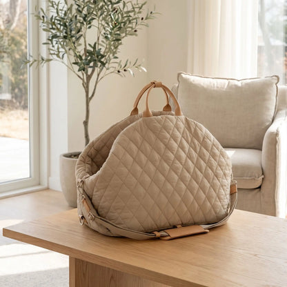 sac de transport pour chien matelassée beige