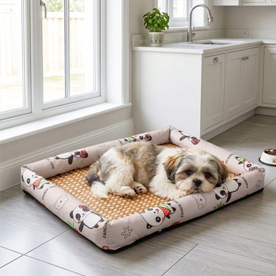 Tapis rafraichissant Chien Surface en textile tressé naturel